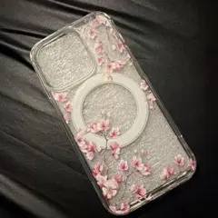 iPhone14PROケース MagSafe付き　桜の花柄