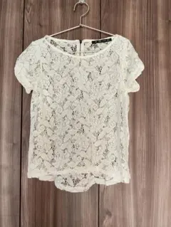 ZARA TRF レース 半袖 トップス ホワイトのサムネイル