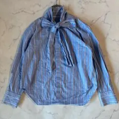 マカフィー トゥモローランド ボウタイブラウス ストライプ コットン 36