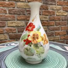 ノリタケ花柄陶器花瓶 市ノ木慶治　一輪挿し、ビンテージ