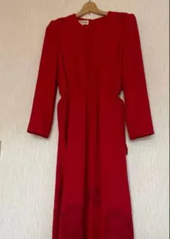 赤い長袖ワンピース　ウール混
