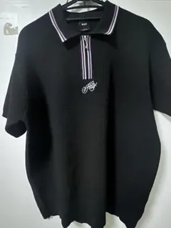 HUF ブラック L ジッパーポロシャツ