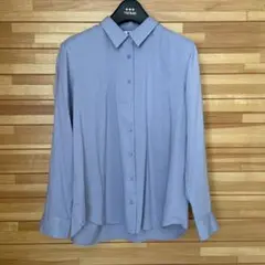 ユニクロレーヨンブラウス長袖　くすみブルーＳ