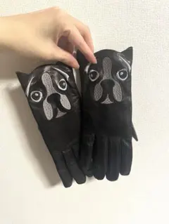 未使用　レア　ポールスミス 犬の顔デザイン レザー手袋 Mサイズ