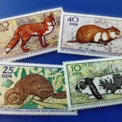 10044 外国切手 ドイツ 1970年 国際毛皮オークション 動物 4V