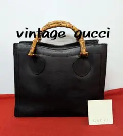 美品 極希少！Gucci バンブー レザーハンドバッグ トートバッグ ブラック