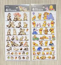 Disney チップとデール くまのプーさん 4サイズステッカー　2点セット