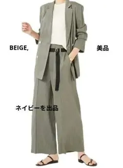 BEIGE, 麻 ジャケット・パンツ セットアップ ストライプ ネイビー 4