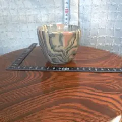 骨董５ マーブル模様の陶器製茶碗