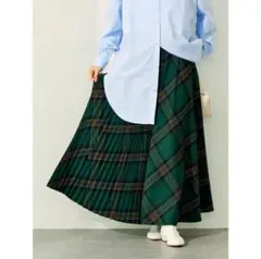 値下げ済み　アメリカンホリック チェックプリーツスカート ロング　グリーン