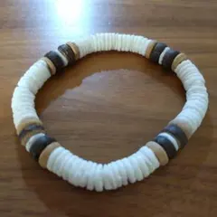 天然木ビーズ ブレスレット 貝殻 ナチュラル素材