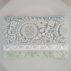 お値下げ！インド刺繍リボン ちょっと大きなフラットポーチ - メルカリ