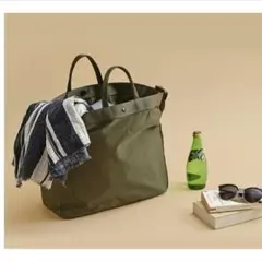 大きめ ナイロントートバッグ 大容量 旅行バッグ出張 軽量カーキおしゃれバック