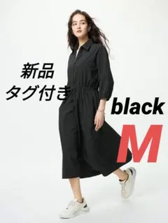 UNIQLO ナイロンワンピース 7分袖 Mサイズ ブラック