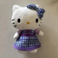 北海道限定　ラベンダーチェックドレス　キティ　ぬいぐるみ　Mサイズ