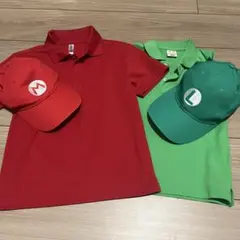 マリオ　ルイージ コスプレ衣装セット　110cm 130cm キャップ