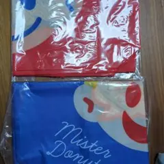 ミスタードーナツ事業創業50周年記念『ミスド×原田治　エコバッグ』レッド、ブルー