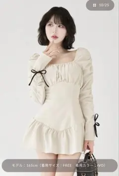 Darich スクエアネックギャザーミニワンピース Free