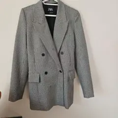 ZARA チェック柄 ダブルブレストジャケット