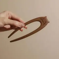 新品 かんざし 簪 可愛い猫の顔 着物 木製 髪飾り ヘアアクセサリー 浴衣