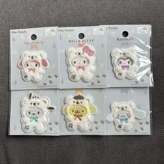 ふわふわスノー サンリオ パイルワッペン セリア コンプリート６点セット
