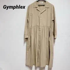 【ジムフレックス 】ギャザーシャツワンピース コットン　ベージュ2way