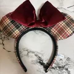 ディズニー カチューシャ 赤 チェック