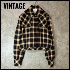 ヴィンテージ チェックシャツ フランネルシャツ ショート丈 レディース M相当
