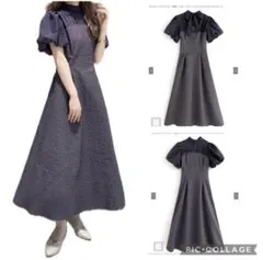 【GRL】バルーンスリーブバックリボンフレアワンピース[dk1025]