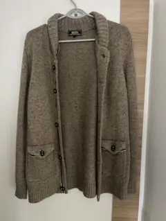 BEAMS ベージュ ボタン付きカーディガン Lサイズ