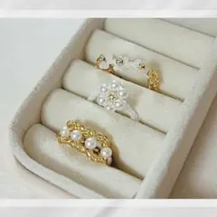 【イエベさんにおすすめ】フラワーリング3点セット(ゴールド)