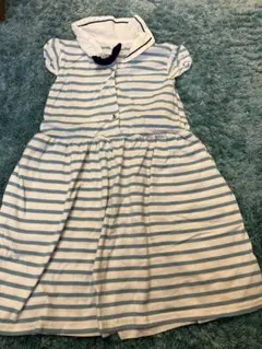 Conbi mini 半袖ワンピース 110cm 青白ストライプ