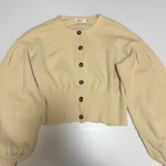 moussy マウジー クリーム ボタン ニット バルーン パフスリーブ