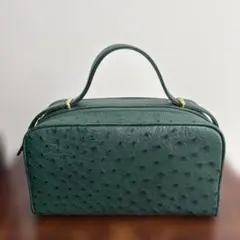 オーストリッチレザー グリーン ハンドバッグ