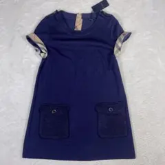 新品タグ付　BURBERRY LONDON ノバチェック　半袖ワンピース　リネン