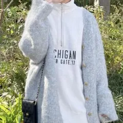 w closet ブークレ起毛ロングカーディガン