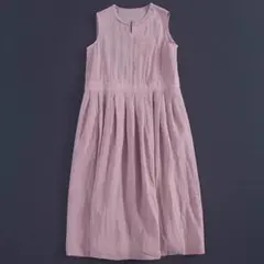 シンプル ノースリーブ 0無地のワンピース ロング丈 I ジャンパースカート