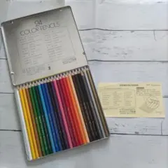 ほぼ未使用★トンボ(Tombow)色鉛筆 24色セット 缶入り★23本未使用のサムネイル