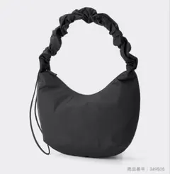 GU ジーユー ナイロンギャザーハンドルバッグ ショルダーバッグ ブラック