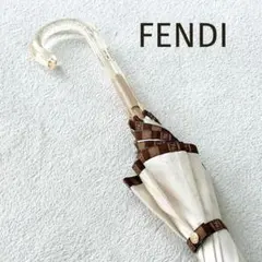★FENDI★ヴィンテージ 日傘 長傘 ズッカ柄 ロゴ クリアハンドル ゴールドのサムネイル