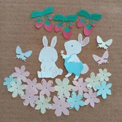 クラフトパンチ⑦☆スクラップブック☆アルバム☆うさぎ☆草花☆蝶☆ハンドメイド