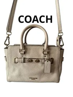 COACH ホワイトレザー 2Wayショルダーミニバッグ ストラップ付