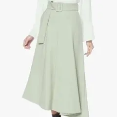 ミラオーウェン共ベルト付アシンメトリーフレアスカート