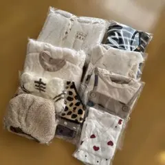 【ベビー服まとめ売り】9セット12枚、ロンパース、スタイ 帽、セットアップ、肌着