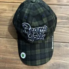 BEAMS GOLF グリーン系チェックキャップ