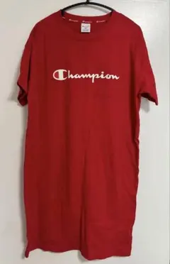 Champion レッド ロング丈Tシャツ FREEサイズ