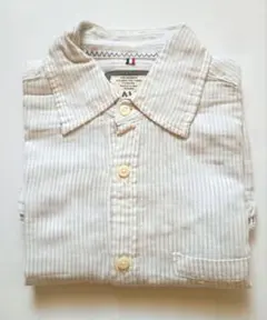 NAVY 五分袖シャツ ストライプ Sサイズ