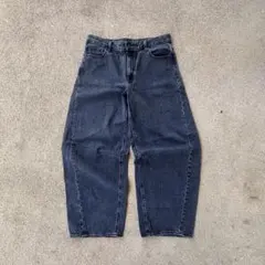 GU • ダークブルーワイドレッグデニム