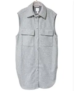 美品 H&M 襟付きロングベスト ジレ グレー 厚手 S