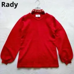 レディ 長袖ニット レッド 【F】きれいめ 上品 華やか 人気 トレンド 定番のサムネイル
